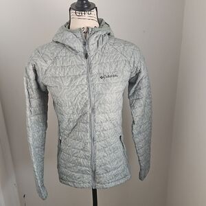 Columbia Light Gray Quilted Hooded Jacket